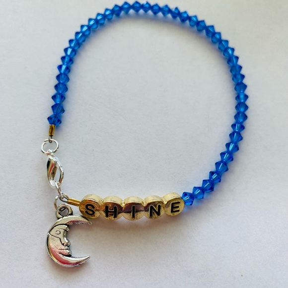 Blue Crystal Beaded Bracket with Shine charm and moon charm - Picture 1 of 3